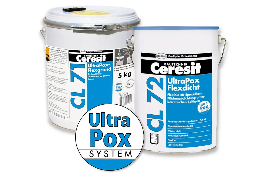 Die Epoxydharz-Grundierung CL 71 UltraPox Flexgrund und die Flächenabdichtung CL 72 UltraPox Flexdicht