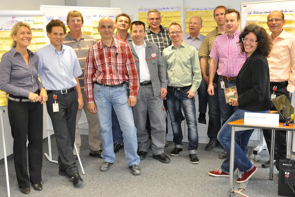 Das Ideenmanagement arbeitet eng mit den jeweiligen Abteilungen von Henkel zusammen und unterstützt die gezielte Ideengenierung, wie hier im Rahmen eines Workshops